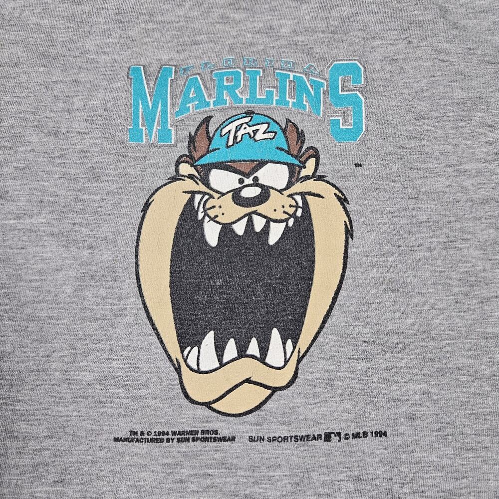 Vintage 1994 Florida Marlins Shirt Mens Size XL Taz Bugs Bunny Looney Tunes MLB - Picture 10 of 15